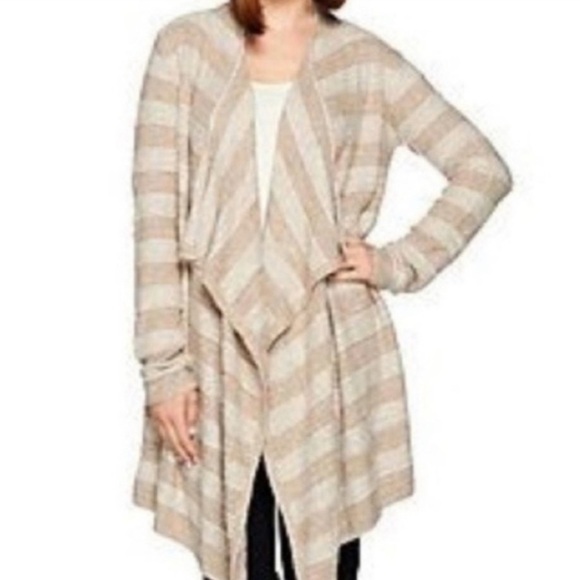 Barefoot Dreams Small Medium Cardigan Calypso Stripes Bamboo Chic Lite - Picture 10 of 11